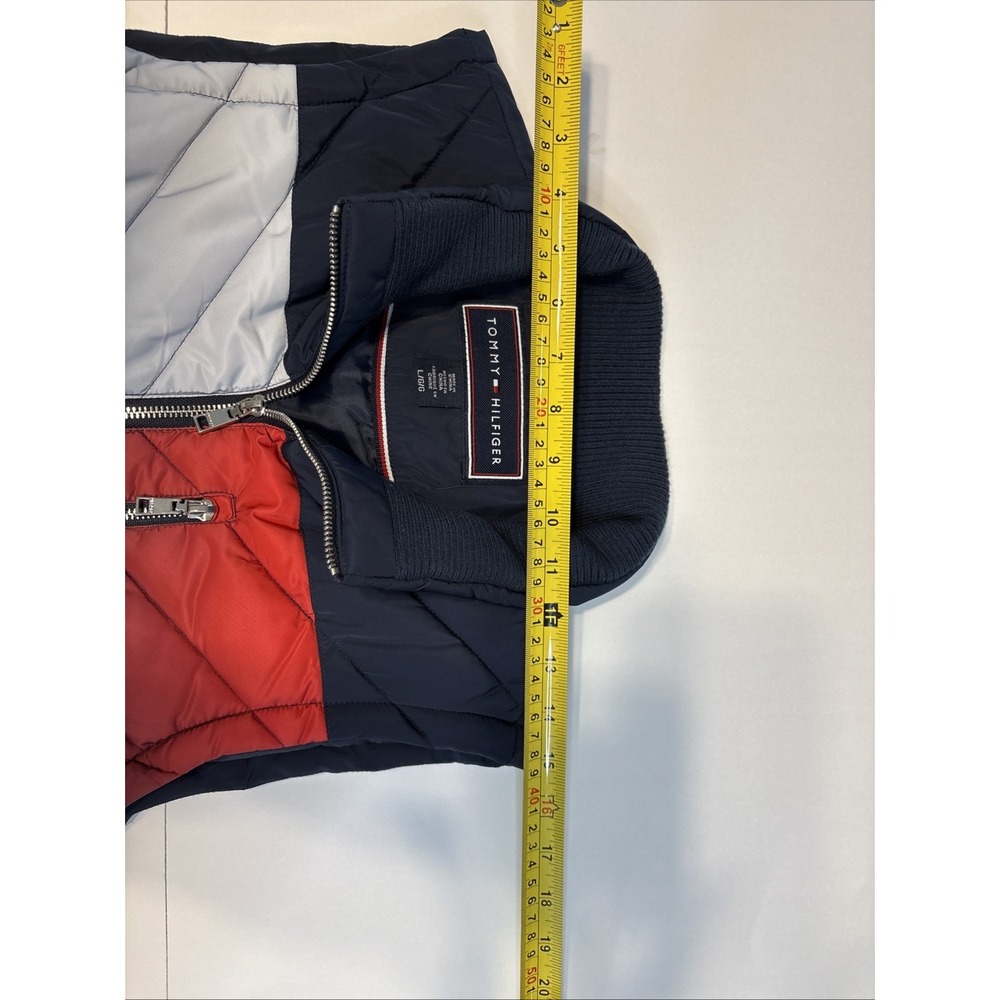 Tommy‎ Hilfiger Vest Womens Large Blue Red Gradient Full Zip Quilted Puffer Mock - Picture 4 of 9